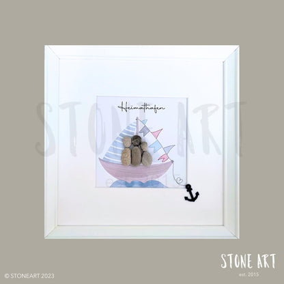 Steinbild Heimathafen Geschenk zum Einzug