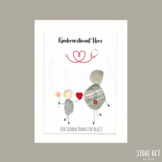 Steinbild mit Spruch Kinderärztin mit Herz – Geschenk für Ärztin oder Arztpraxis
