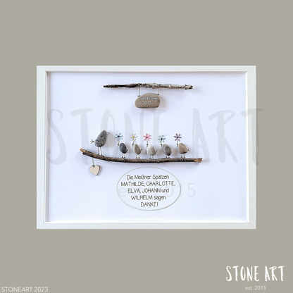 Steinbild Kita Abschied Vögel Geschenk Erzieherin