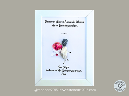 Steinbild Lehrerinnen pflanzen Samen des Wissens – Geschenk für Lehrer:innen mit Spruch