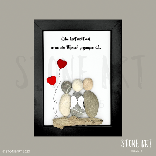 Steinbild Liebe hört nicht auf wenn ein Mensch gegangen ist Trauergeschenk