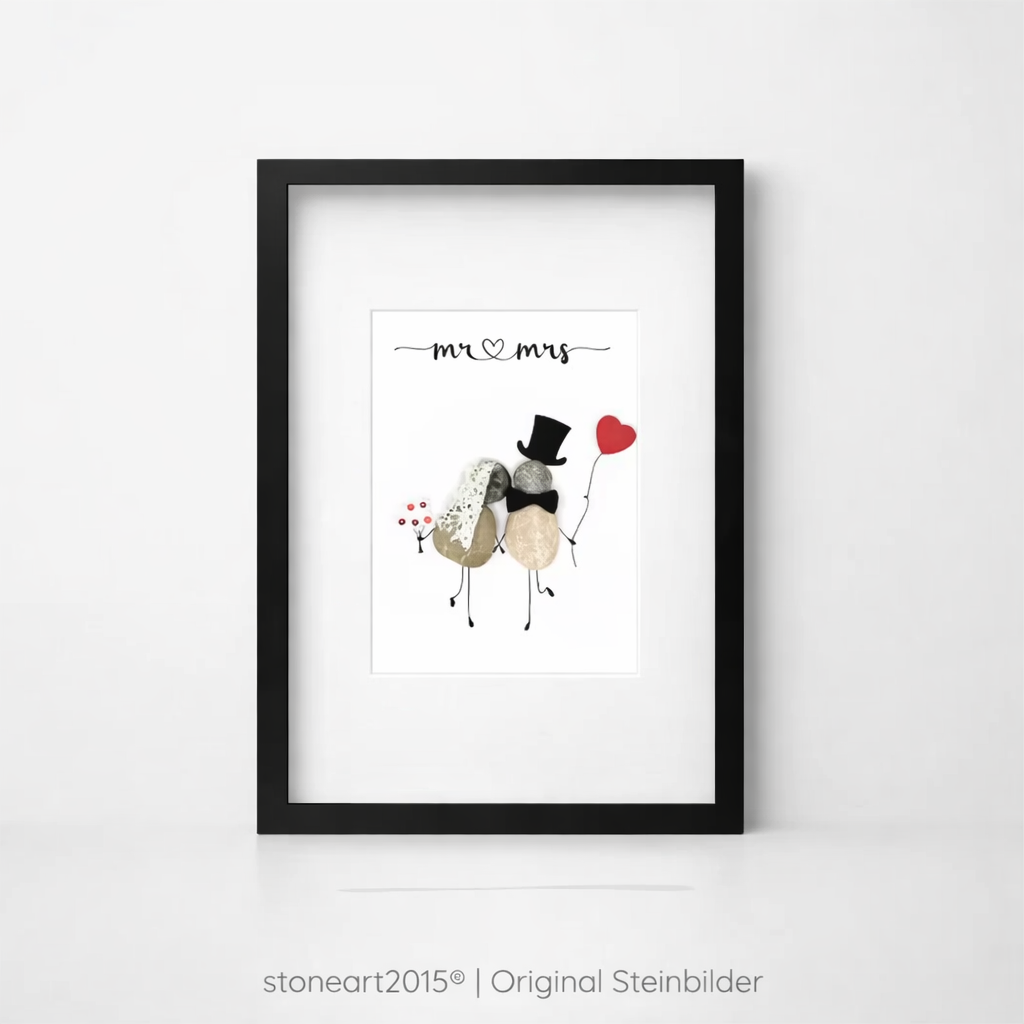 Steinbild Mr Mrs - Hochzeitsgeschenk Personalisierbar