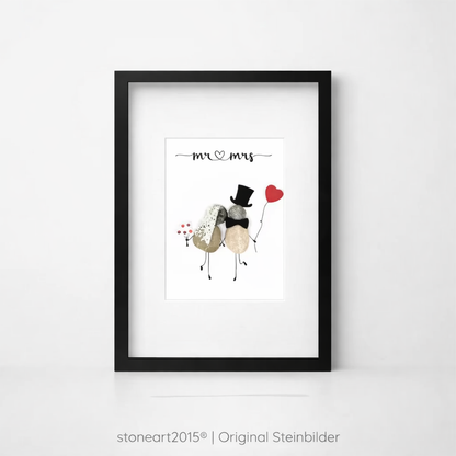 Steinbild Mr Mrs - Hochzeitsgeschenk Personalisierbar