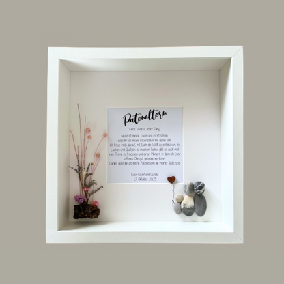 Handgemachtes Steinbild Patenbrief – symbolisches Geschenk zur Taufe oder Namensweihe
