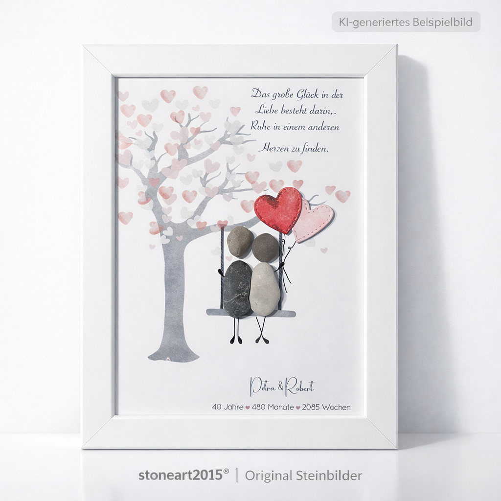 Steinbild - Das große Glück in der Liebe Rubinhochzeit Geschenk