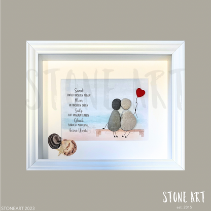 Steinbild Sand unter unseren Füssen Geschenk für Meerliebhaber handgemacht