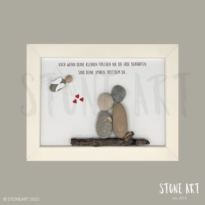 Trauer-Steinbild mit Spruch für Sternenkind: Auch wenn die kleinen Füßchen nie die Erde berührten, handgemachtes Gedenkbild