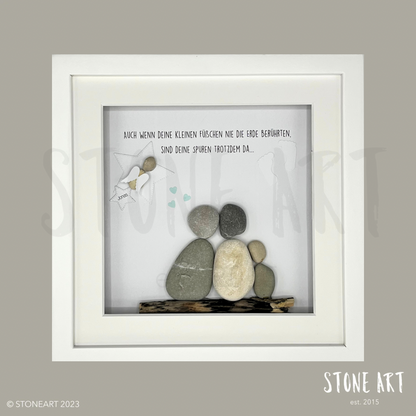 Trauer-Steinbild mit Spruch für Sternenkind: Auch wenn die kleinen Füßchen nie die Erde berührten, handgemachtes Gedenkbild