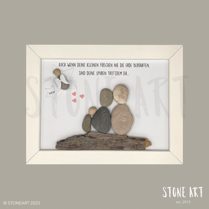 Trauer-Steinbild mit Spruch für Sternenkind: Auch wenn die kleinen Füßchen nie die Erde berührten, handgemachtes Gedenkbild