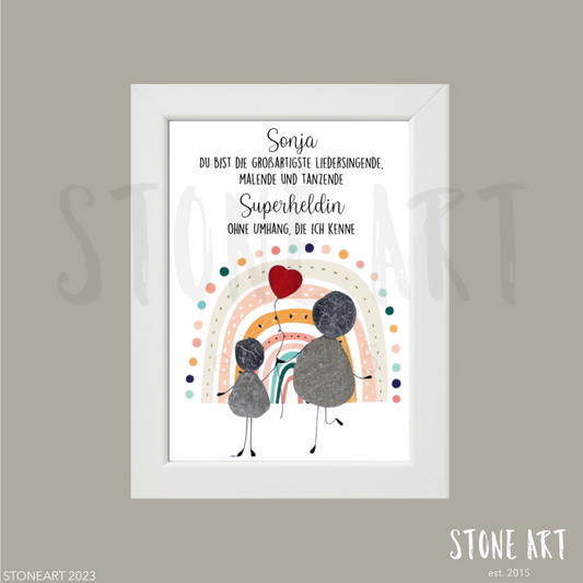 Steinbild Superheldin - Abschiedsgeschenk Erzieherin