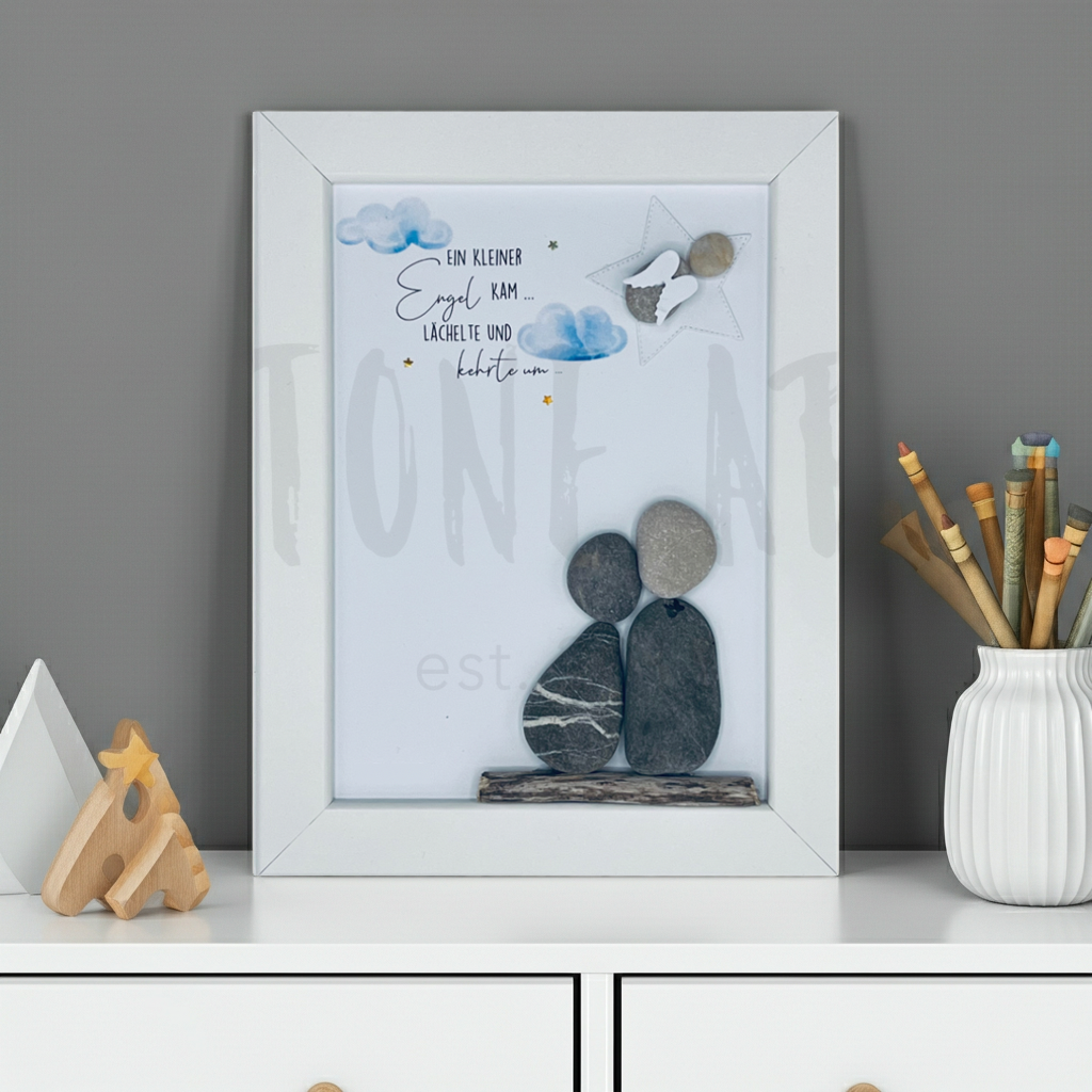 Engel Steinbild dekoriert im ruhigen Wohnraum als Trauergeschenk