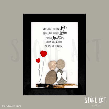 Steinbild Trauergeschenk mit Spruch Was bleibt ist deine Liebe