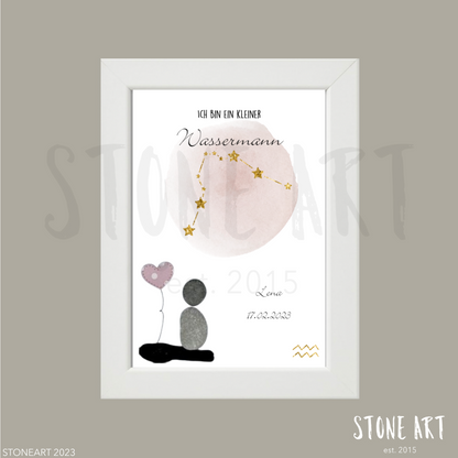 handgemachtes Steinbild Wassermann Geschenk Geburt