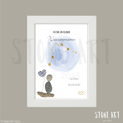 Steinbild Wassermann Geschenk Geburt