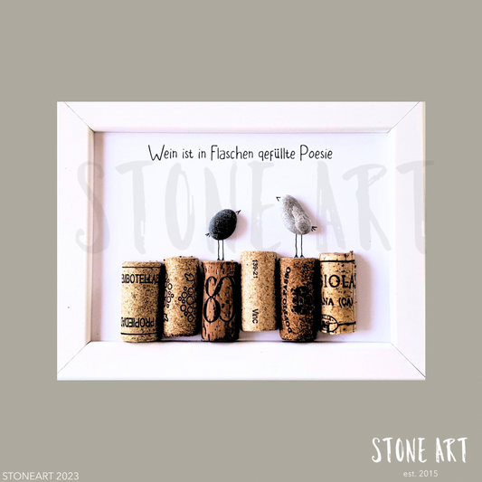 Steinbild Wein ist in Flaschen gefüllte Poesie Weinliebhaber Geschenk