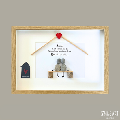 Steinbild Zuhause ist da wo nicht nur der Schlüssel passt - Geschenk zum Einzug
