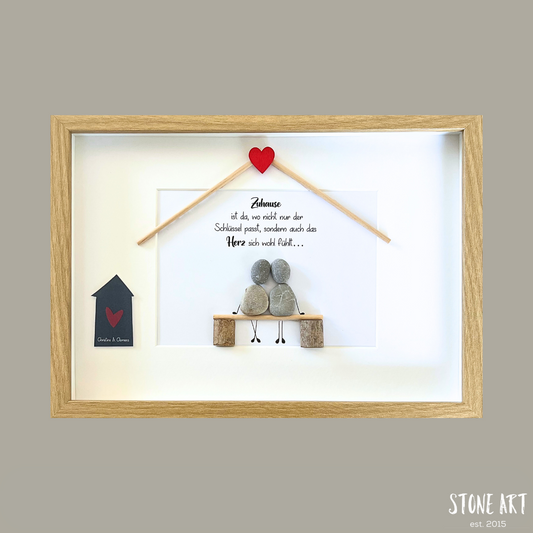 Steinbild Zuhause ist da wo nicht nur der Schlüssel passt - Geschenk zum Einzug