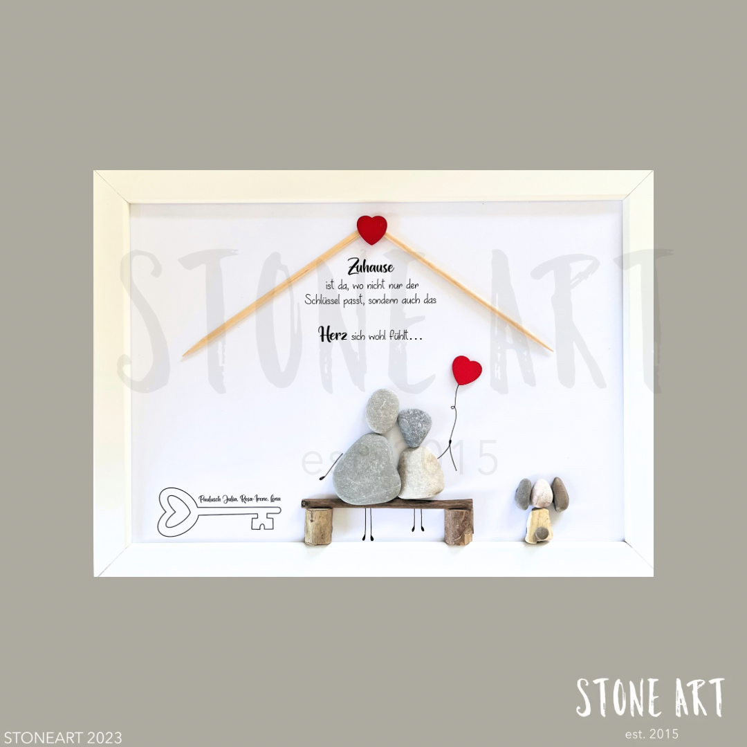 Handgemachtes Steinbild Zuhause ist da wo nicht nur der Schlüssel passt Geschenk