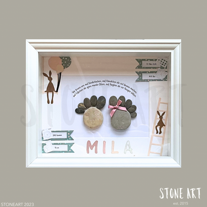 Steinbild zur Geburt personalisiertes Geschenk