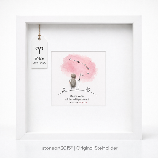 Steinbild Sternzeichen Widder – handgemacht aus Kieselsteinen, stoneart2015