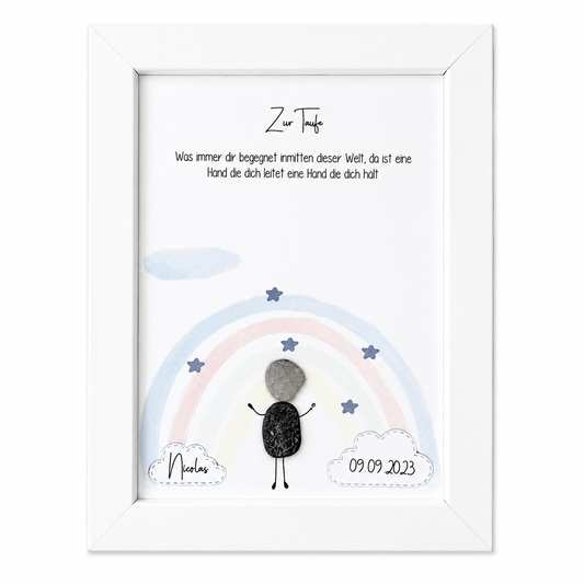 Stone Picture "Whatever you encounter" – Personalized Christening Gift