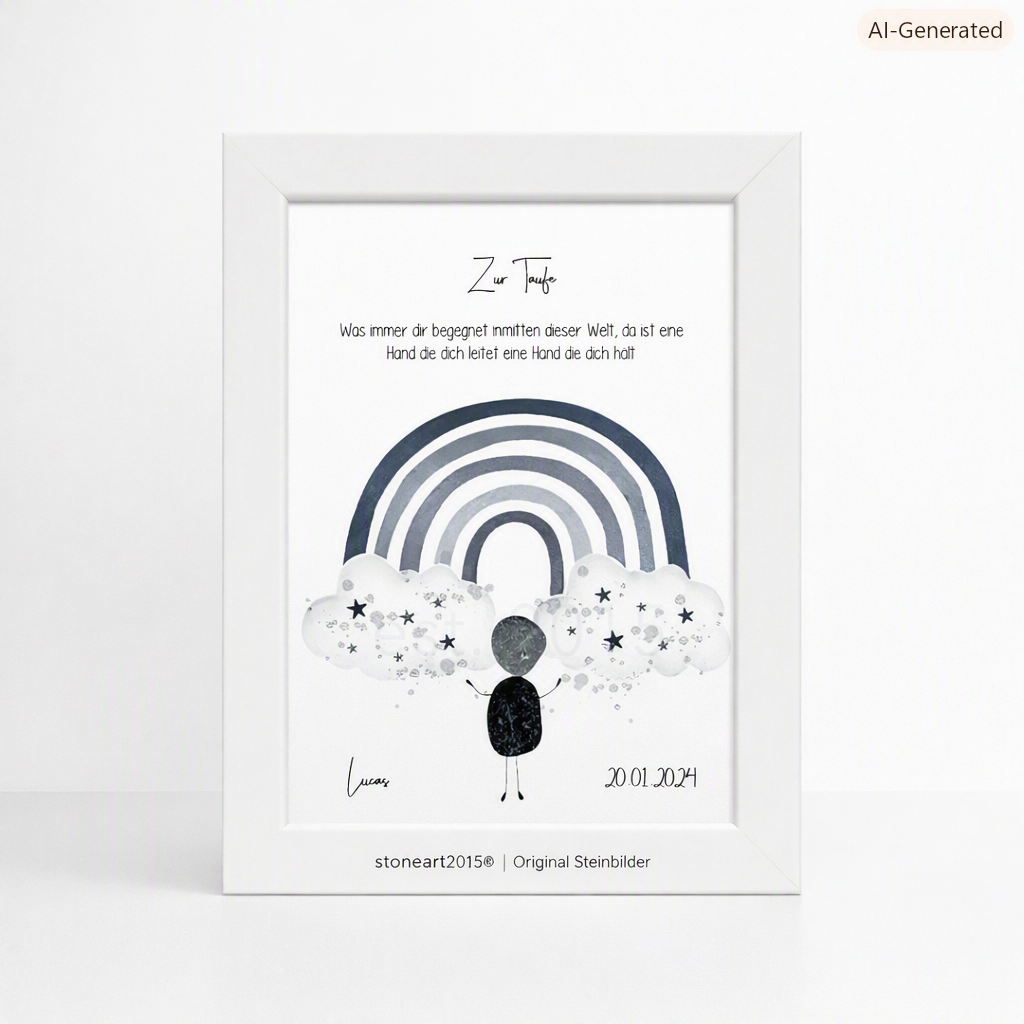 Stone Picture "Whatever you encounter" - Christening Gift & Birth
