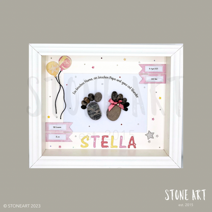 TAUF31-Steinbild-Ein bisschen Mama ein bisschen Papa und ganz viel Wunder-Taufgeschenk-Geschenk zur Geburt