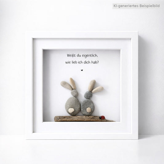 Kieselsteinbild Weißt du eigentlich wie lieb ich dich hab, Geschenk für Tierliebhaber, handgemachtes Steinbild