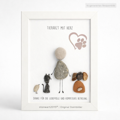 Steinbild Tierarzt, Tierärztin & Praxisteam mit Herz – Geschenk zur Praxis