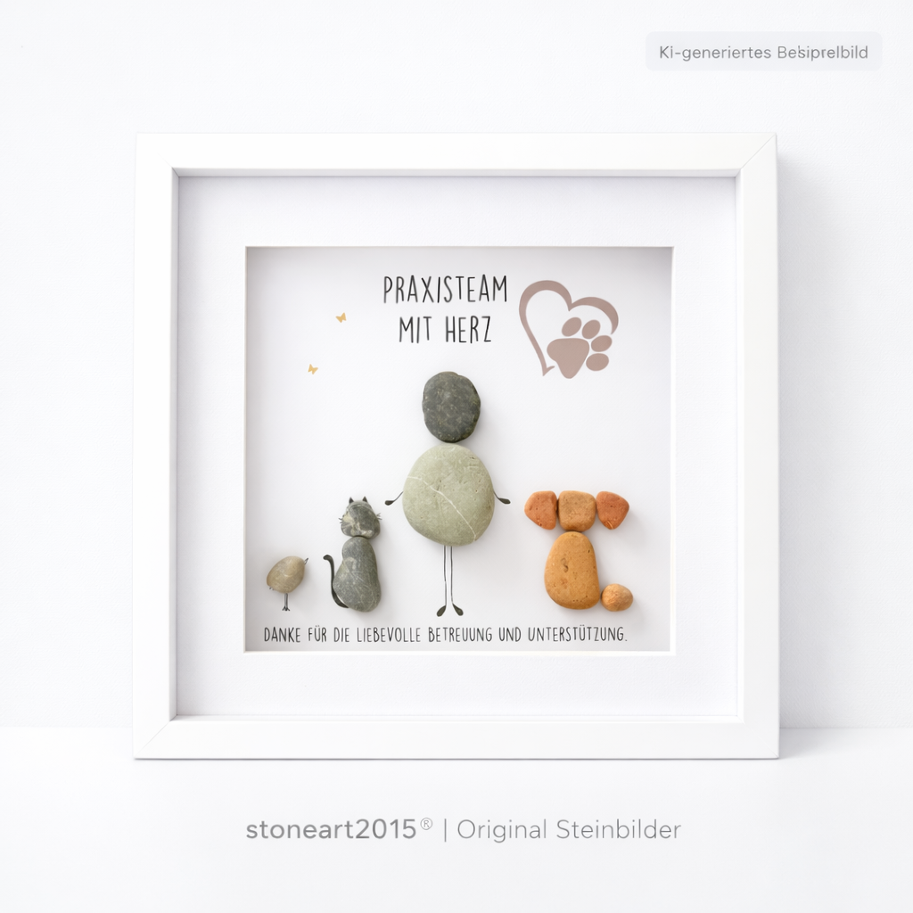 Steinbild Tierarzt, Tierärztin & Praxisteam mit Herz – Geschenk zur Praxis