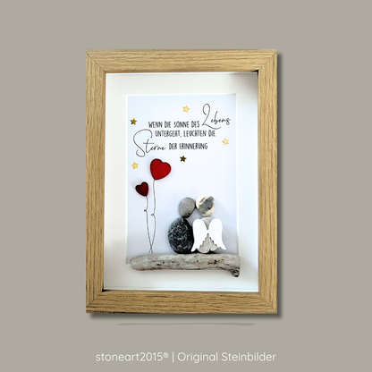 Steinbild Trauergeschenk mit Spruch Wenn die Sonne des Lebens untergeht