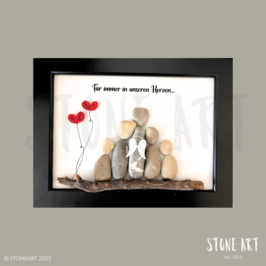 Steinbild Trauergeschenk mit Spruch Für immer in unseren Herzen