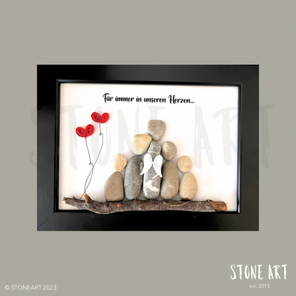 Steinbild Trauergeschenk mit Spruch Für immer in unseren Herzen