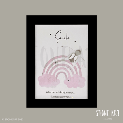 Steinbild Sternenkind Trauergeschenk mit Spruch Viel zu kurz und doch für immer rosa