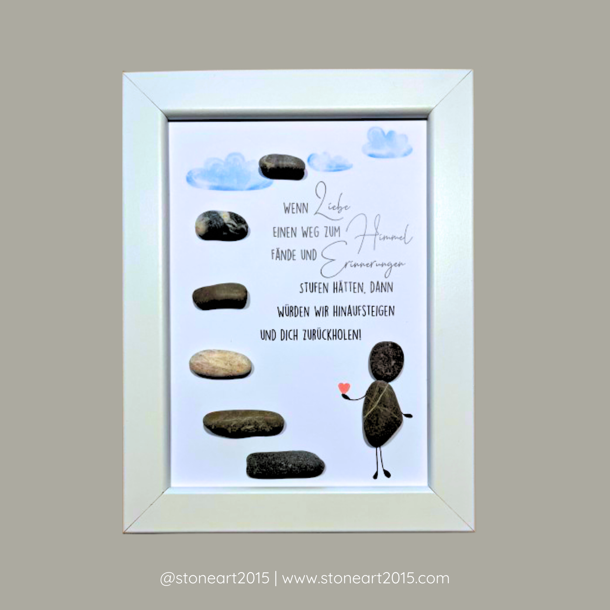 Steinbild Trauergeschenk mit Spruch Wenn Liebe einen Weg zum Himmel findet