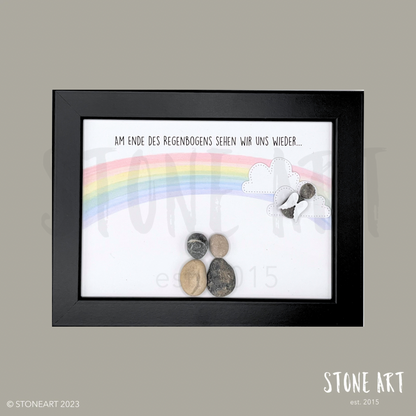 Steinbild Trauergeschenk mit Regenbogenmotiv aus Natursteinen