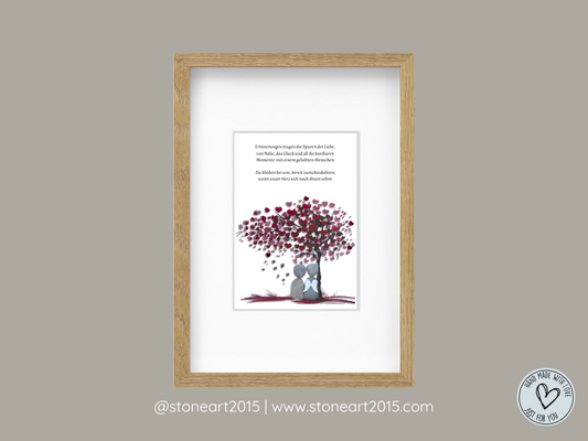 TRAU33-Steinbild-. Erinnerungen tragen die Spuren der Liebe-Trauergeschenk brauner Rahmen