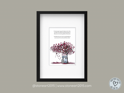 TRAU33-Steinbild-. Erinnerungen tragen die Spuren der Liebe-Trauergeschenk schwarzer Rahmen