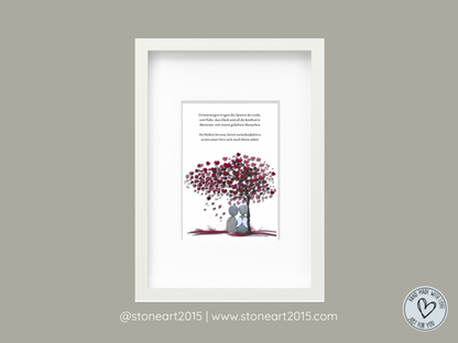 TRAU33-Steinbild-. Erinnerungen tragen die Spuren der Liebe-Trauergeschenk weißer Rahmen