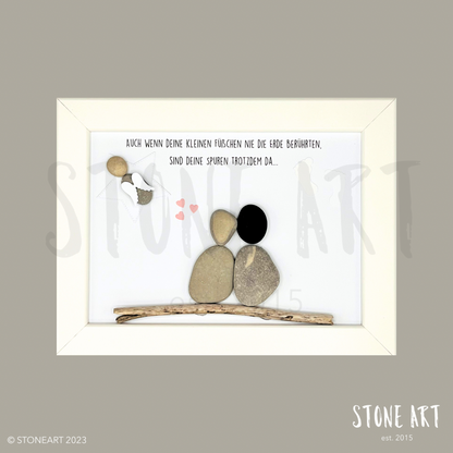 Trauer-Steinbild mit Spruch für Sternenkind: Auch wenn die kleinen Füßchen nie die Erde berührten, handgemachtes Gedenkbild