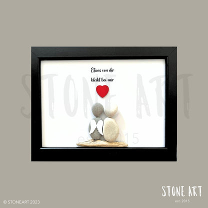 Handgemachtes Steinbild mit Spruch Etwas von dir bleibt bei mir – Erinnerungsgeschenk, Trauerdeko