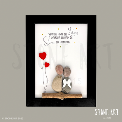 Steinbild "Wenn die Sonne des Lebens untergeht, leuchten die Sterne der Erinnerung"