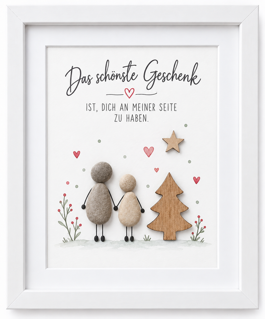 Kieselsteinbild Das schönste Geschenk ist, dich an meiner Seite zu haben – Weihnachtsgeschenk, handgemachtes Steinbild