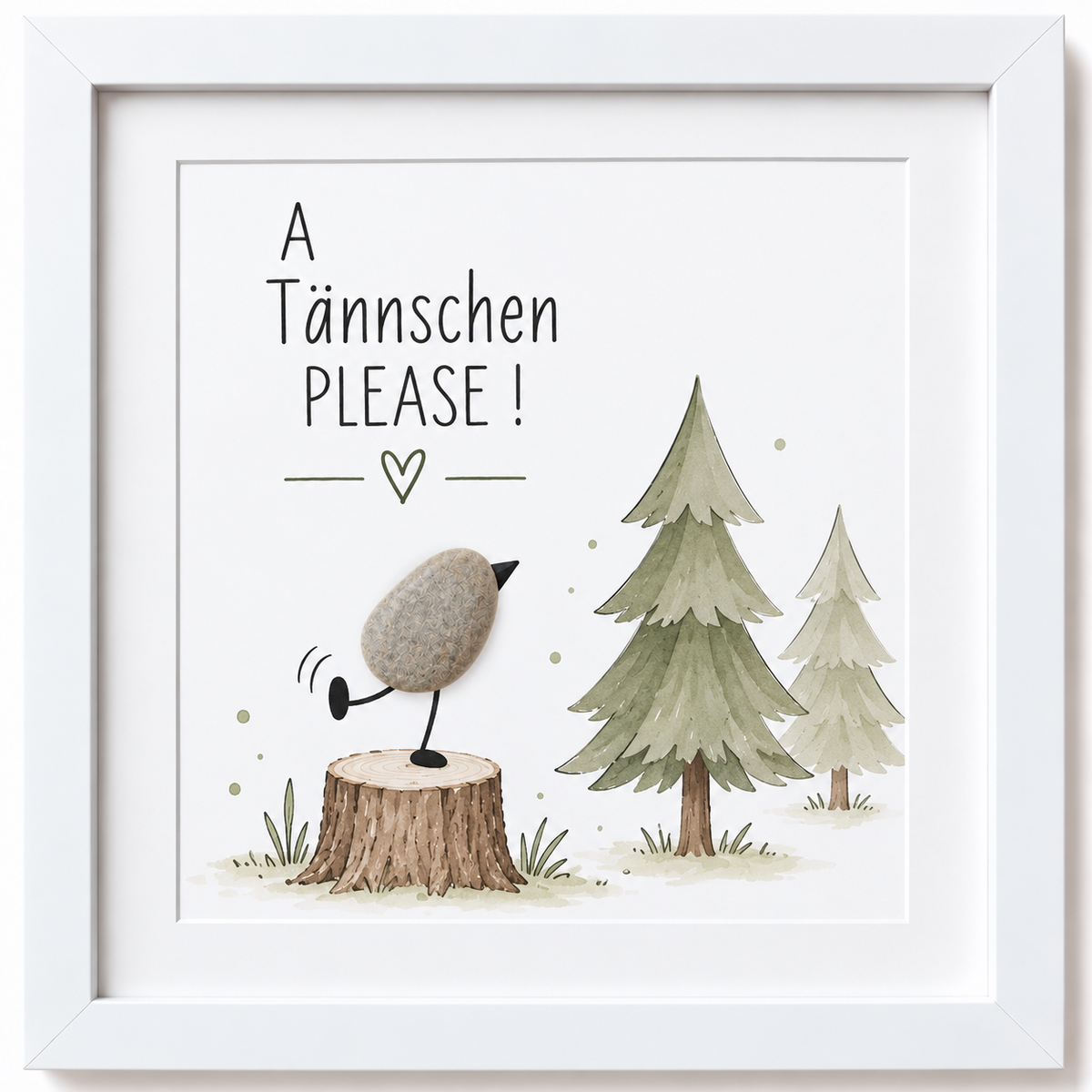 Kieselsteinbild A Tännschen please – Weihnachtsgeschenk, handgemachtes Steinbild