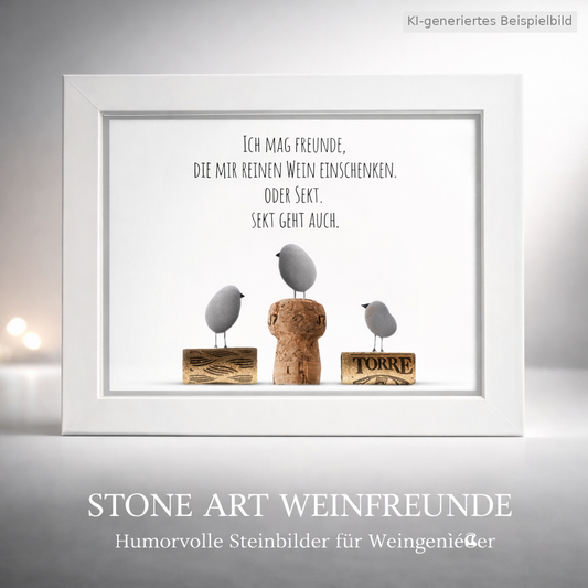 Steinbild „Ich mag Freunde die mir reinen Wein einschenken“