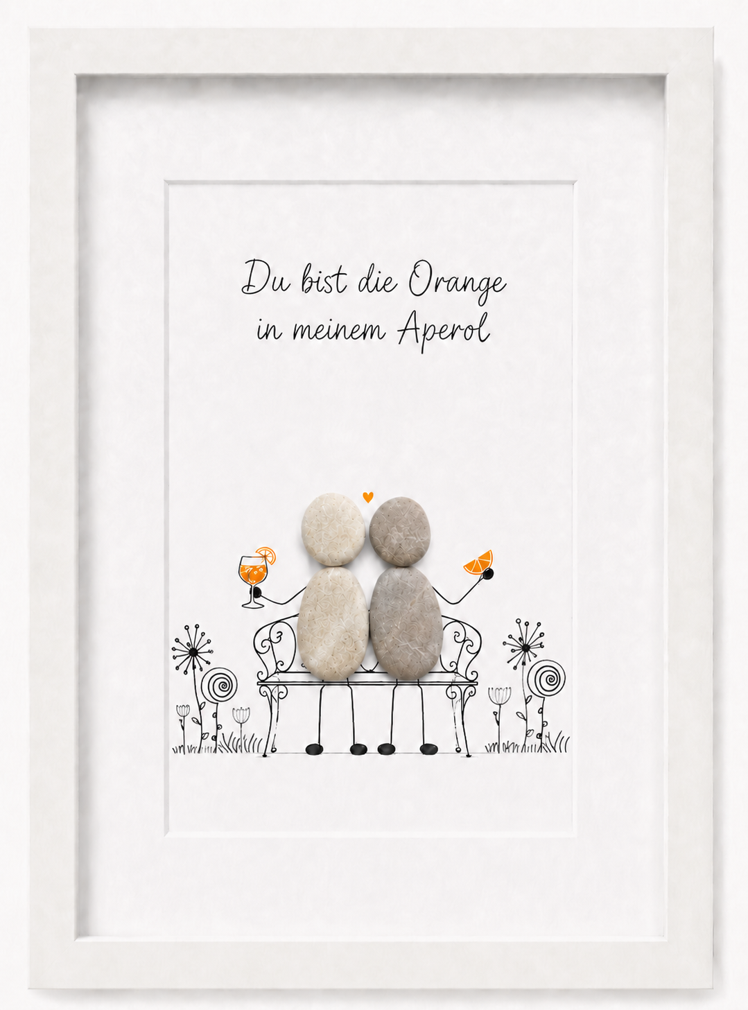 Kieselsteinbild Du bist die Orange in meinem Aperol – Geschenk für Partner, handgemachtes Steinbild