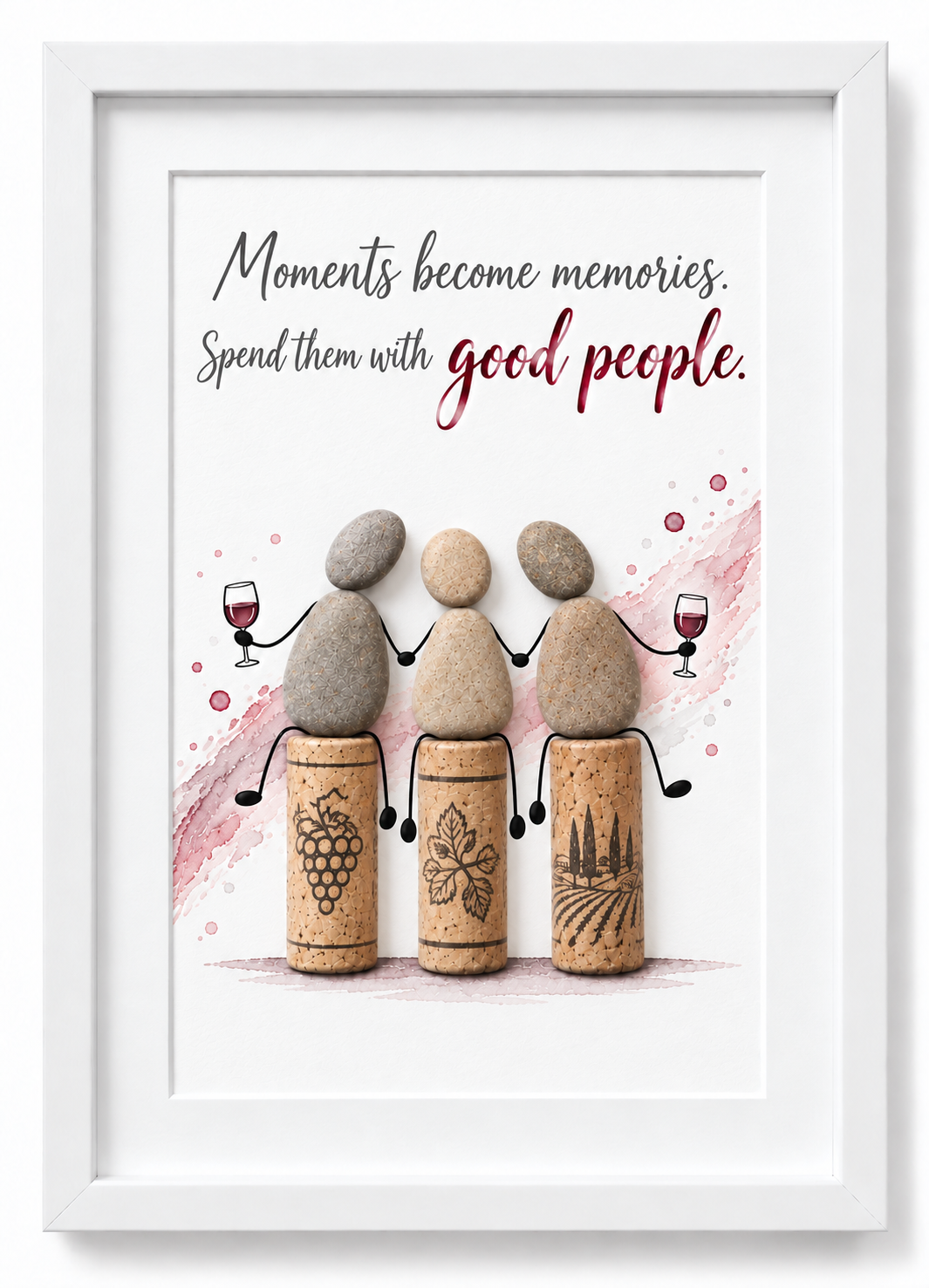 Kieselsteinbild Mein einmal umgekehrt WEIN, das kann kein Zufall sein – witziges Geschenk für Weinliebhaber, handgemachtes Steinbild