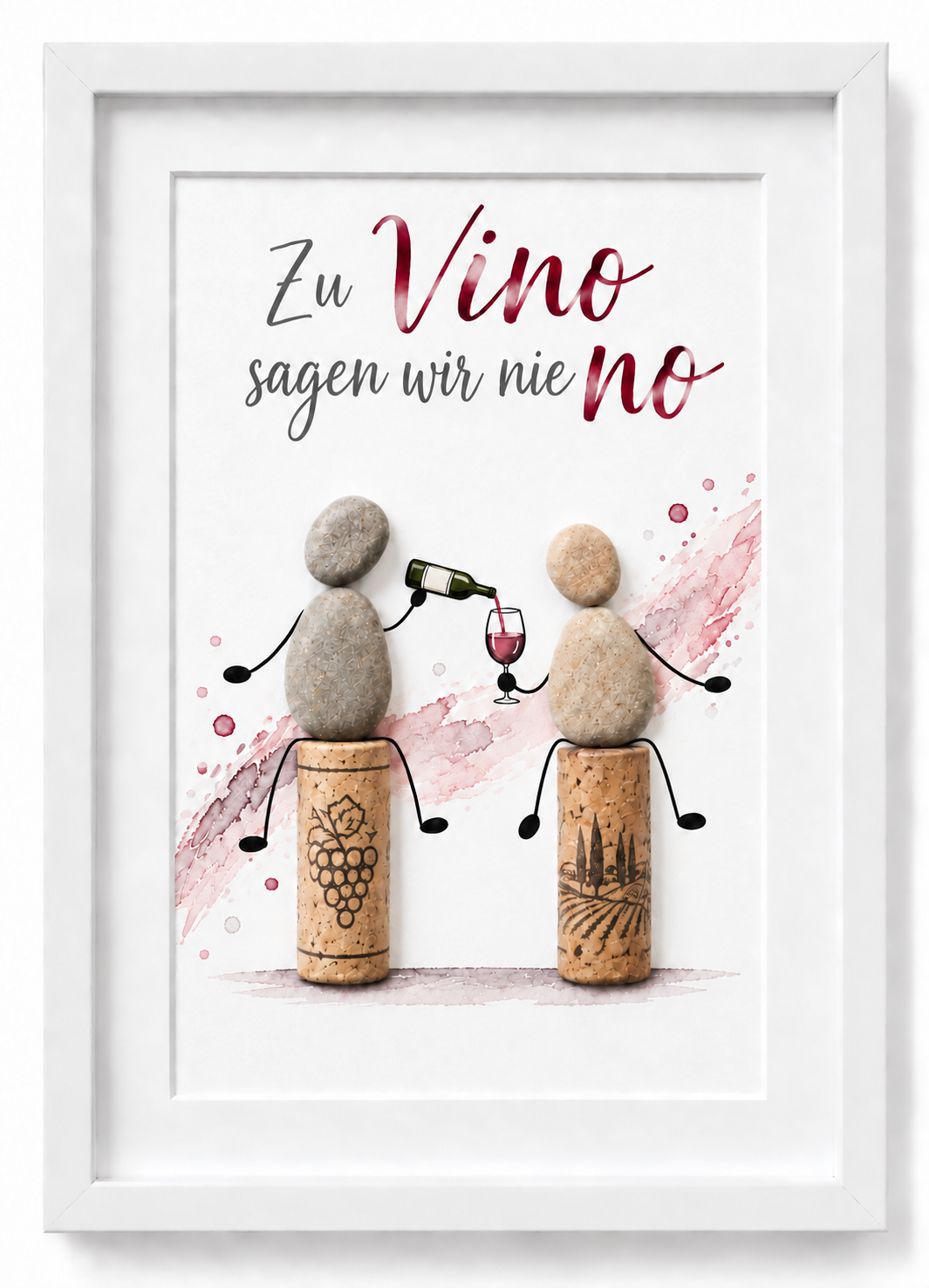 Kieselsteinbild Friends of w(m)ine – Geschenk für die beste Freundin und Weinliebhaberin, handgemachtes Steinbild