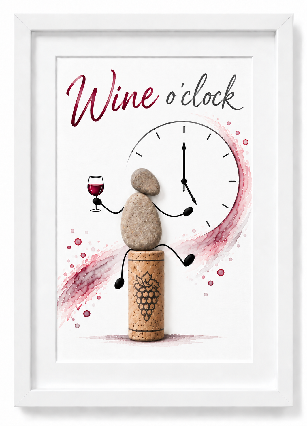 Kieselsteinbild Heute hier betreutes Trinken – witziges Geschenk für Weinliebhaber, handgemachtes Steinbild