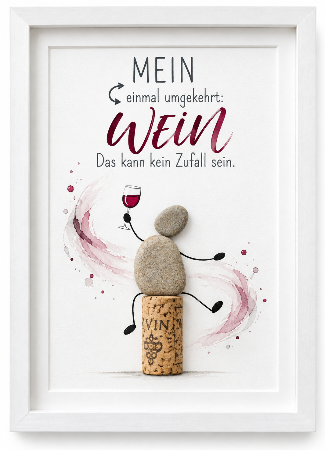 Kieselsteinbild Moments become memories, spend them with good people – Geschenk für Freunde und Weinliebhaber, handgemachtes Steinbild